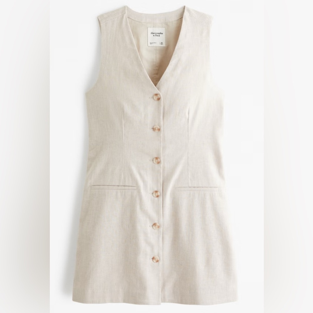 Abercrombie & Fitch Cream Button-Down Dress
